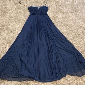 Navy Blue Strapless Prom Dress